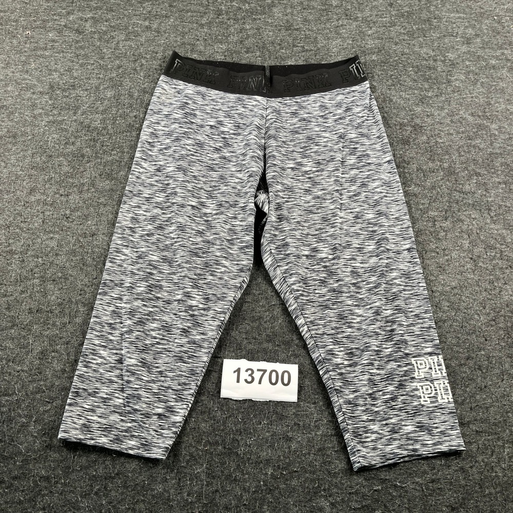Victoria's Secret Pink Ultimate Capri Leggings Womens Large Gray Space Dye Yoga